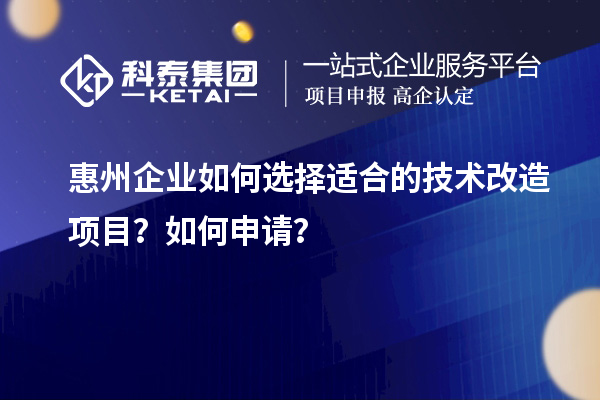 惠州企业如何选择适合的技术改造项目？如何申请？