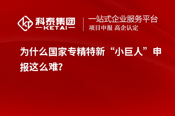 为什么国家专精特新“小巨人”申报这么难？