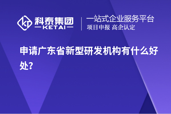 申请广东省新型研发机构有什么好处？