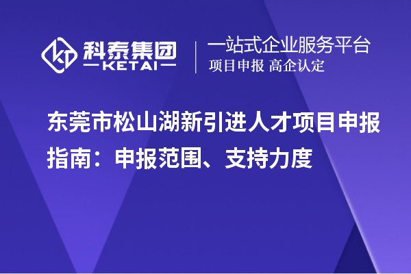 东莞市松山湖新引进人才项目申报指南：申报范围、支持力度