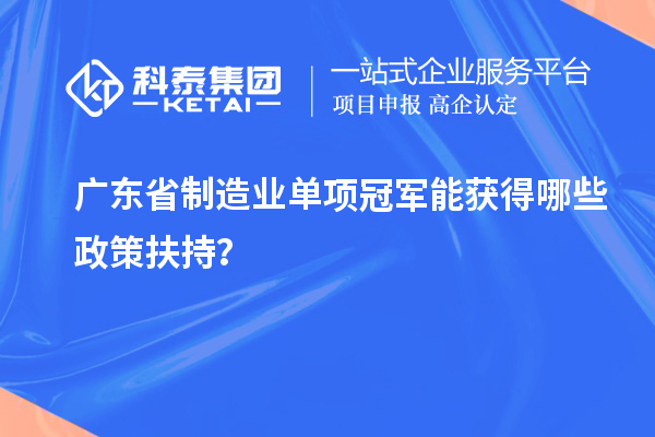 广东省制造业单项冠军能获得哪些政策扶持？