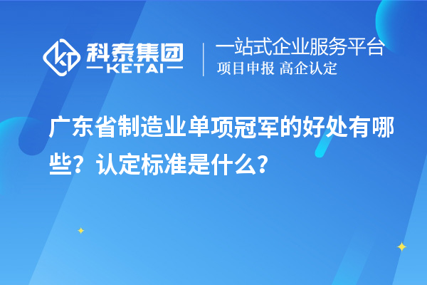 广东省制造业单项冠军的好处有哪些？认定标准是什么？