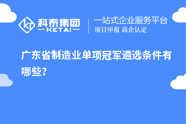 广东省制造业单项冠军遴选条件有哪些？