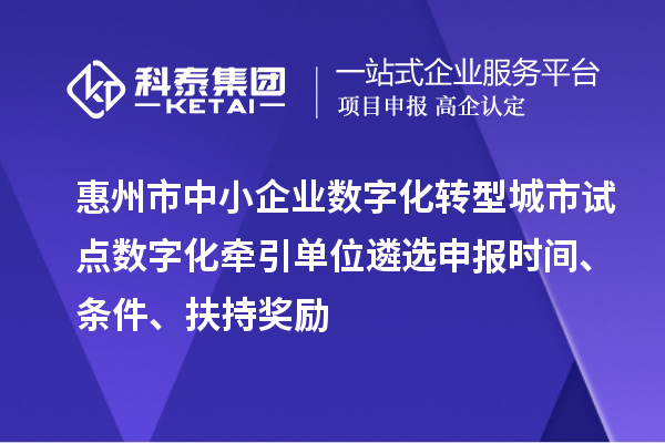 惠州市中小企业数字化转型城市试点数字化牵引单位遴选申报时间、条件、扶持奖励