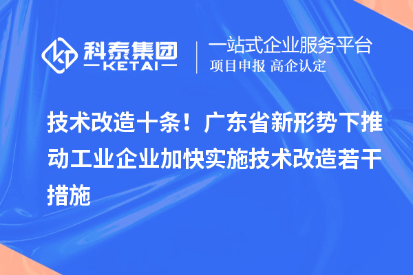 技术改造十条！广东省新形势下推动工业企业加快实施技术改造若干措施