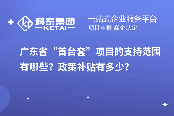 广东省“首台套”项目的支持范围有哪些？政策补贴有多少？