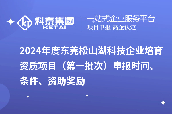 2024年度东莞松山湖科技企业培育资质项目（第一批次）申报时间、条件、资助奖励