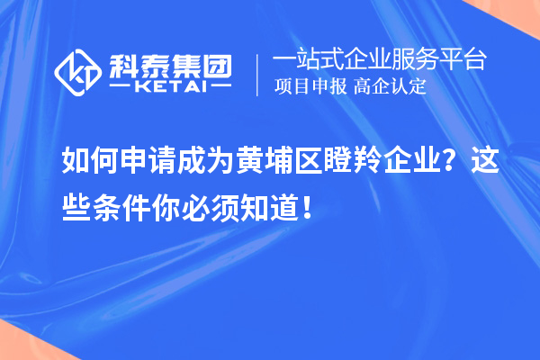 如何申请成为黄埔区瞪羚企业？这些条件你必须知道！