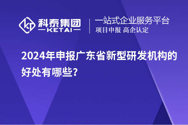 2024年申报广东省新型研发机构的好处有哪些？