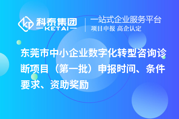 东莞市中小企业数字化转型咨询诊断项目（第一批）申报时间、条件要求、资助奖励