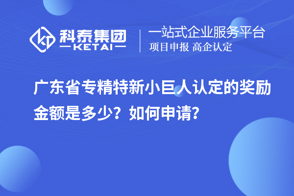 广东省专精特新小巨人认定的奖励金额是多少？如何申请？