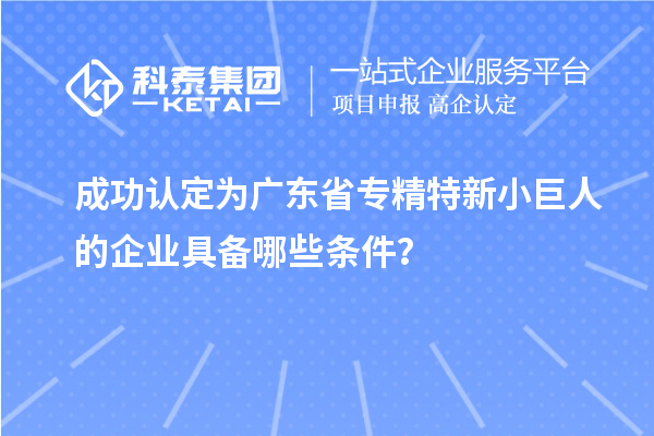 成功认定为广东省专精特新小巨人的企业具备哪些条件？