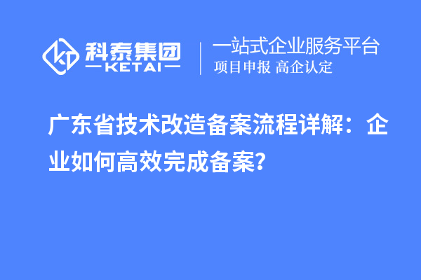 广东省技术改造备案流程详解：企业如何高效完成备案？
