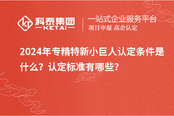 2024年专精特新小巨人认定条件是什么？认定标准有哪些？