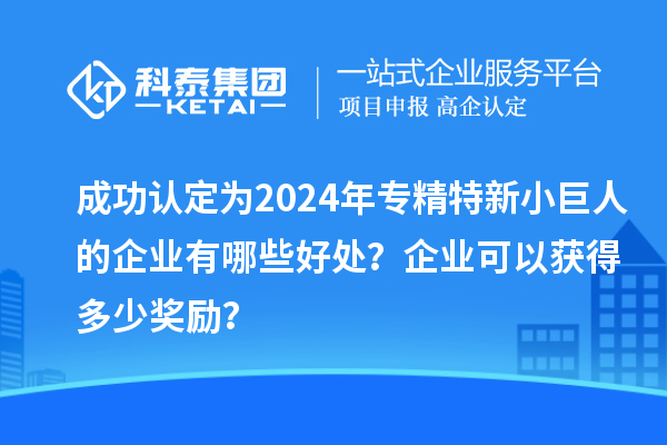 成功认定为2024年专精特新小巨人的企业有哪些好处？企业可以获得多少奖励？