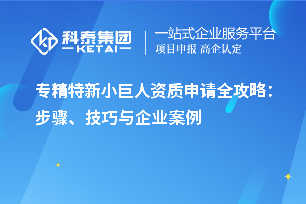 专精特新小巨人资质申请全攻略：步骤、技巧与企业案例