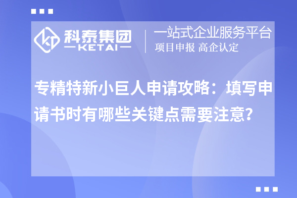 专精特新小巨人申请攻略：填写申请书时有哪些关键点需要注意？