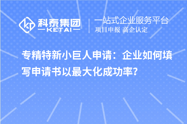 专精特新小巨人申请：企业如何填写申请书以最大化成功率？