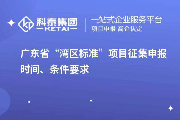 广东省“湾区标准”项目征集申报时间、条件要求