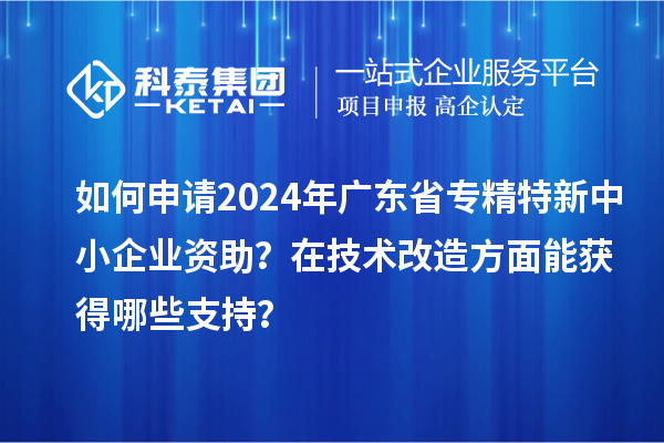 如何申请2024年广东省专精特新中小企业资助？在<a href=http://www.1ys1w.cn/fuwu/jishugaizao.html target=_blank class=infotextkey>技术改造</a>方面能获得哪些支持？