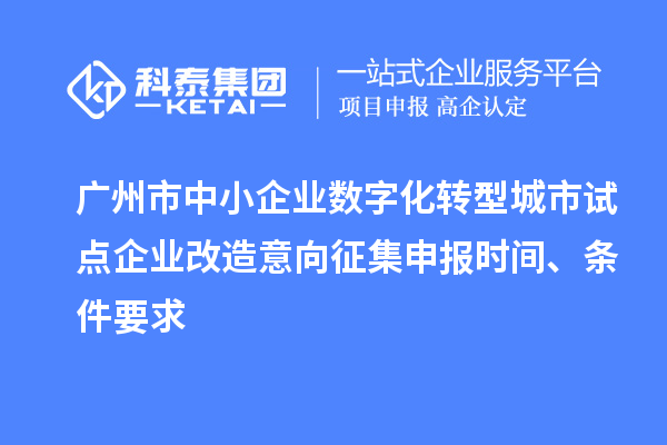 广州市中小企业数字化转型城市试点企业改造意向征集申报时间、条件要求