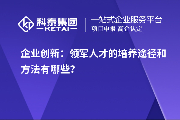 企业创新：领军人才的培养途径和方法有哪些？
