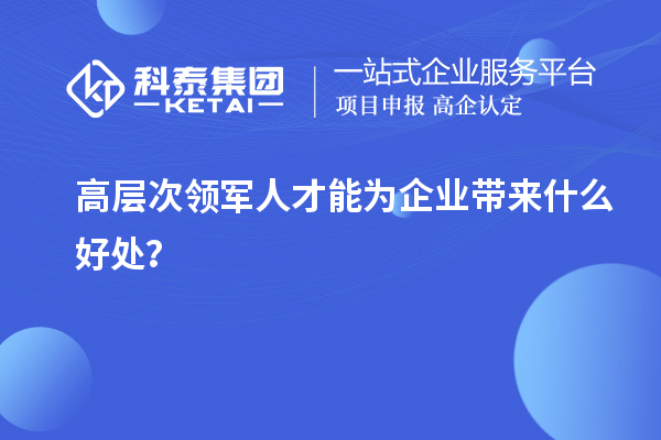 高层次领军人才能为企业带来什么好处？