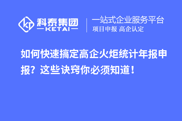 如何快速搞定高企火炬统计年报申报？这些诀窍你必须知道！
