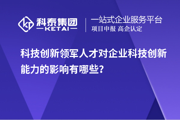 科技创新领军人才对企业科技创新能力的影响有哪些？