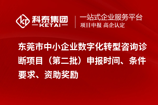东莞市中小企业数字化转型咨询诊断项目（第二批）申报时间、条件要求、资助奖励