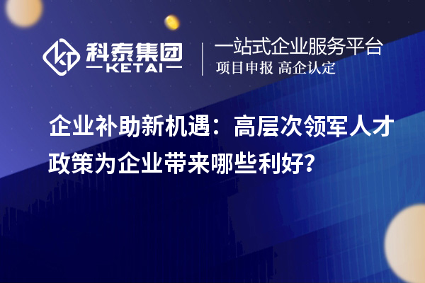 企业补助新机遇：高层次领军人才政策为企业带来哪些利好？