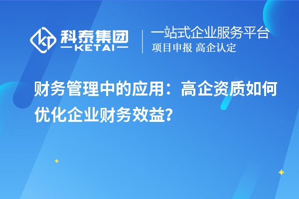 财务管理中的应用：高企资质如何优化企业财务效益？