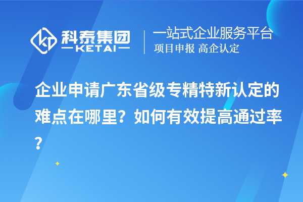 企业申请广东省级专精特新认定的难点在哪里？如何有效提高通过率？