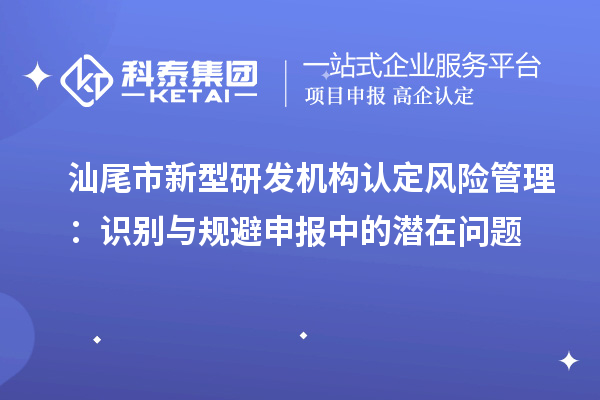 汕尾市新型研发机构认定风险管理：识别与规避申报中的潜在问题