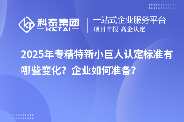 2025年专精特新小巨人认定标准有哪些变化？企业如何准备？