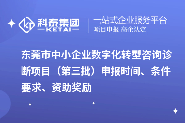 东莞市中小企业数字化转型咨询诊断项目（第三批）申报时间、条件要求、资助奖励