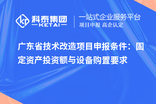 广东省技术改造<a href=http://www.1ys1w.cn/shenbao.html target=_blank class=infotextkey>项目申报</a>条件：固定资产投资额与设备购置要求