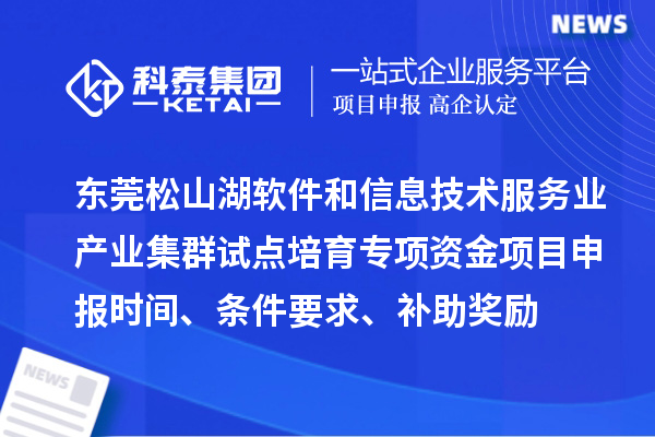 东莞松山湖软件和信息技术服务业产业集群试点培育专项资金项目申报时间、条件要求、补助奖励