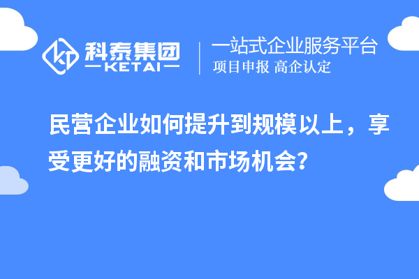 民营企业如何提升到规模以上，享受更好的融资和市场机会？