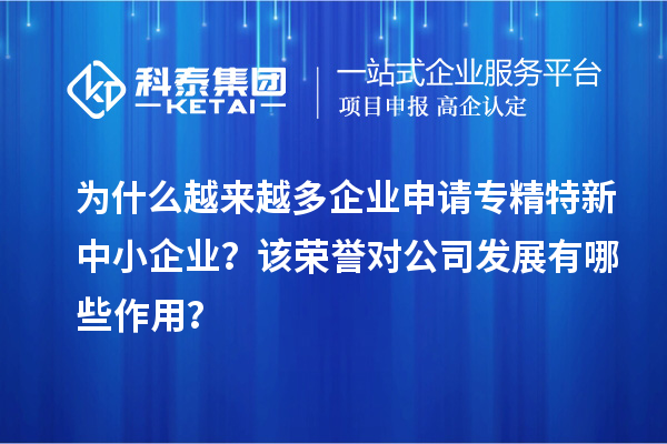 为什么越来越多企业申请专精特新中小企业？该荣誉对公司发展有哪些作用？