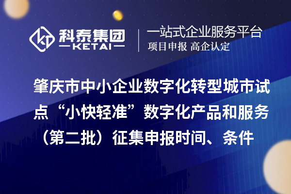 肇庆市中小企业数字化转型城市试点“小快轻准”数字化产品和服务（第二批）征集申报时间、条件要求、扶持奖励
