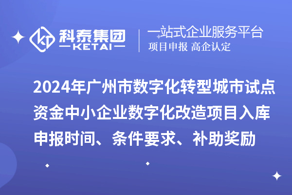 2024年广州市数字化转型城市试点专项资金中小企业数字化改造项目入库申报时间、条件要求、补助奖励