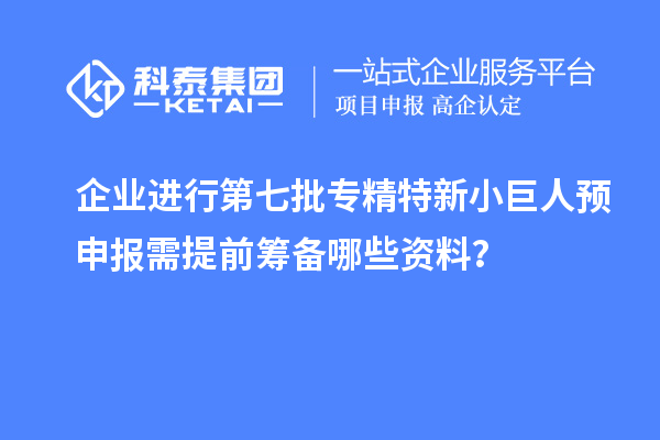 企业进行第七批专精特新小巨人预申报需提前筹备哪些资料？