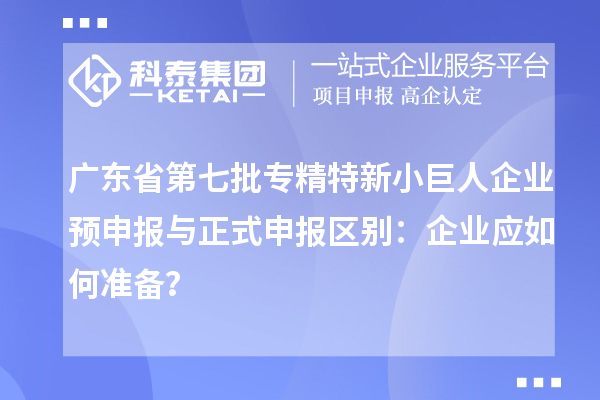 广东省第七批专精特新小巨人企业预申报与正式申报区别：企业应如何准备？