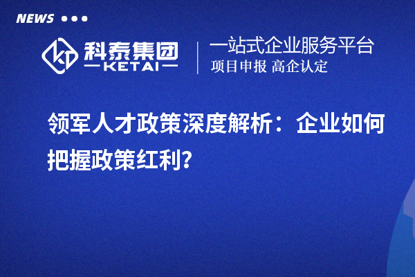 领军人才政策深度解析：企业如何把握政策红利？