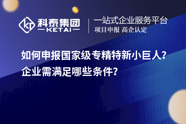 如何申报国家级专精特新小巨人？企业需满足哪些条件？