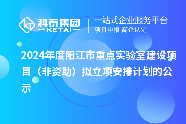 2024年度阳江市重点实验室建设项目（非资助）拟立项安排计划的公示