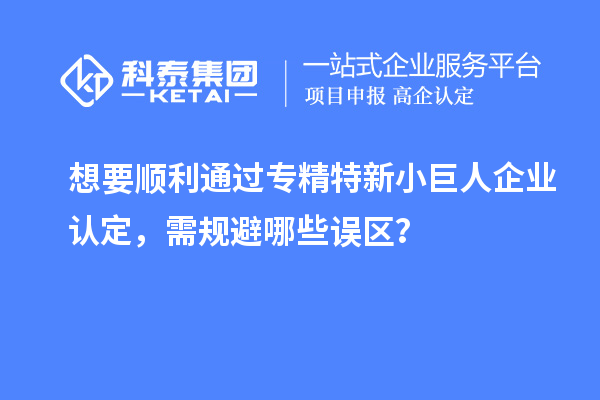 想要顺利通过专精特新小巨人企业认定，需规避哪些误区？