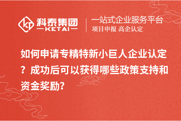 如何申请专精特新小巨人企业认定？成功后可以获得哪些政策支持和资金奖励？