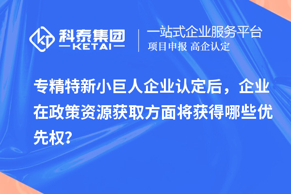 专精特新小巨人企业认定后，企业在政策资源获取方面将获得哪些优先权？